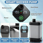 2026 Upgraded Portable Shower with Heater, 6000mAh Rechargeable Camping Shower Pump with LED Display, 3 Spray Modes 5 Gal Foldable Bucket, Outdoor Shower for Hiking RV Travel Pet Bath Car Washing - Image 3