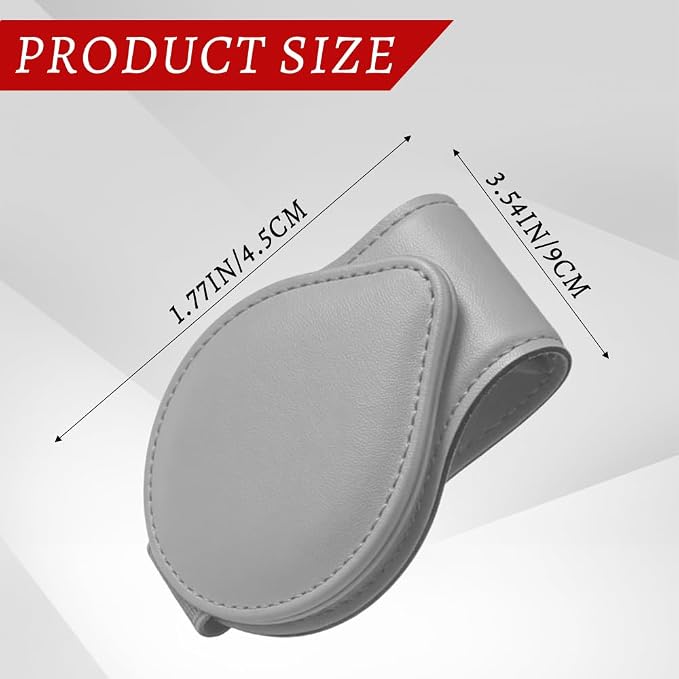 Sunglasses Holders for Car Visor, PU Leather Car Organizer, Magnetic Glasses Holder and Ticket Card Clip, Multi-Functional Auto Sun Visor Eyeglass Holder for Most Vehicles (Grey) - Image 2