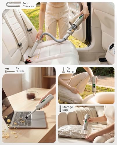 Fanttik Slim V10 Ultra Cordless Car Vacuum, 4-in-1 Portable Mini Vacuum with 19kPa Suction, Freely Combinable Accessories, 2 Suction Modes, Handheld Vac for Car, Small Jobs, Keyboard, Office (Brown) - Image 2