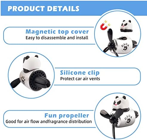 Car Air Freshener Cute Cartoon Panda Bear Pilot Car Diffuser Rotating Propeller Automotive Air Outlet Fan Creative Car Perfume Decoration Cool Car Accessories - Image 3