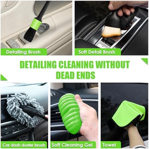30pcs Car Cleaning Kit, Car Interior Detailing Kit with High Power Handheld Vacuum, Detailing Brush Set, Windshield Cleaner, Cleaning Gel, Complete Auto Accessories for Men, Women - Image 4