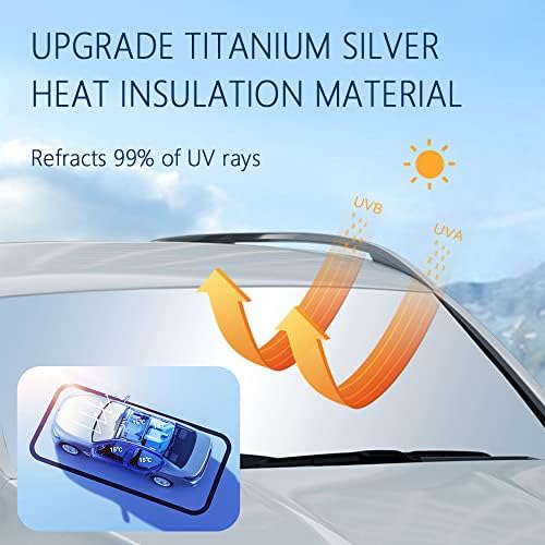 300T Thickened Automotive Glass Sunshade and Comes with Storage Bag,Keep Car Interior Cool,Windshield Sun Shade Fit for Small Cars (M: 55.12 * 27.6 inch) - Image 4