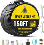 Pressure Washer Drain Jetter – Sewer Jetter Kit for Pressure Washer 150ft 1/4 Inch NPT Hose Nozzles and Adapter 5800PSI Clears Clogs in Pipes & Sewer Lines by Starrey