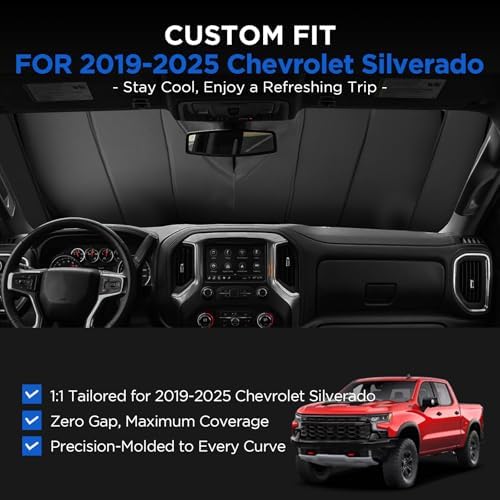 MAIKER Windshield Sunshade Compatible with Chevrolet Silverado 2019-2025 - Image 2