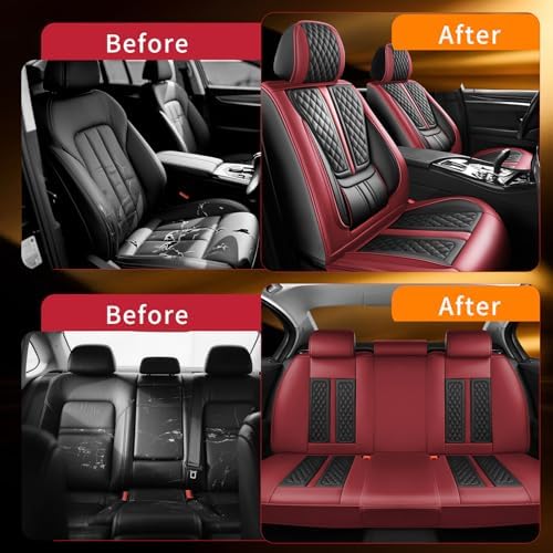 Fit Gladiator Car Seat Covers Compatible with Jeep Gladiator 2020-2024 2025 2026.Full Coverage Waterproof Leather,All-Weather Seat Cushion Protector-Easy Installation(Full Set,Red) - Image 4