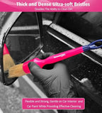 YeewayVeh 6PCS Car Detailing Brush Set, Boars Hair & Ultra Soft, Pink - Image 6
