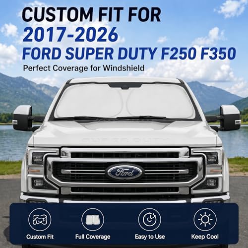 Windshield Sun Shade for Ford Super Duty F250 F350 F450 F550 2017-2026 - Image 2