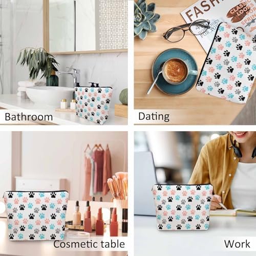 Makeup Bag Dog Paw Makeup Bags For Purse Pouch, Colorful Cat Paws Dogs Print Travel Toiletry Bag Cosmetic Bag Makeup Bags Flax Makeup Organizer Bag Pencil Pouch For Man Woman - Image 6