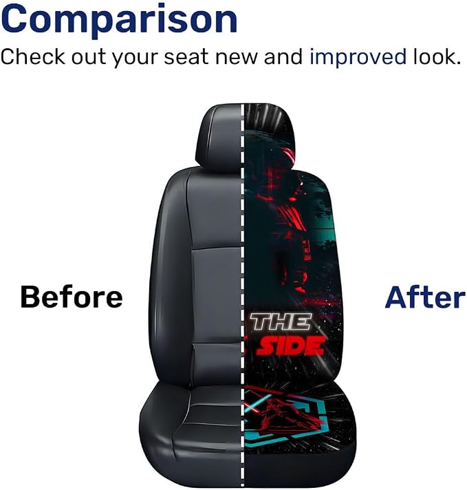 GENANY Dark Galaxy Figure Car Seat Covers, 2-Piece Front Seat Set | 2-piece polyester front seat cover set, each 49.5 x 19.6 inches, with adjustable straps and hooks - Image 7