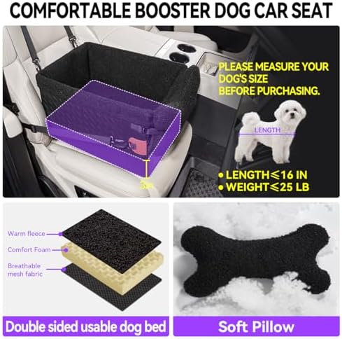 TKYZ Dog Car Seats for Small Medium Dogs,PU Leather Car Seat Boosters,Foldable Puppy Cat Carseats (Black, Small Dog) - Image 3