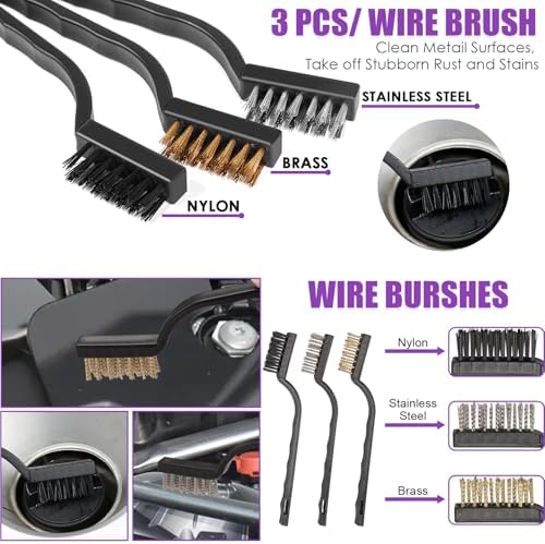 Windshield Cleaner Tool, 17Pcs Purple Car Interior Cleaning Kit, Detailing Kit Cleaner, Detailing Brush, Cleaning Gel, Inside Cleaning Supplies Accessories for Trucks, SUVs, RVs Window - Image 7