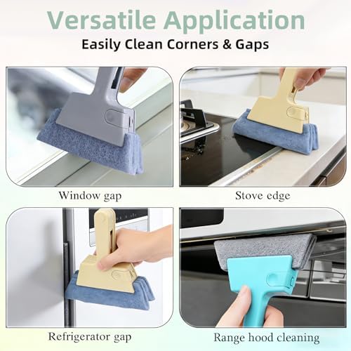 Window Track Cleaner, 4-in-1 Crevice Cleaning Brush (with Bristle Brush, Gap Dustpan, Scraper), Handheld Window Sill Cleaner Tool, Window Track Cleaning Tools for Sliding Door, Home Cleaning (3 Pack) - Image 5