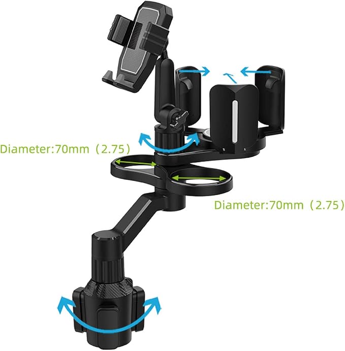 4-in-1 Car Expander with Dual Cup Holder, Phone Holder, 360 Adjustable Base, All Purpose Organizer for Snack Bottles, Drinks - Image 4