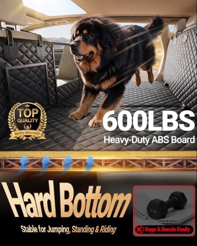 【3-Gen Upgraded】Truck Back Seat Cover for Dogs, Hard Bottom But Soft Touch | Thick Foam Padding, 600LBS Robust ABS Base BackSeat Extender, Anti-Scratch , Double Stitched Seams, for Full-Size SUV & Truck - Image 4