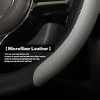 Steering Wheel Cover, Microfiber Leather Splicing with Classic Embossing,Contrasting Colors Anti-Slip Breathable Auto Car Steering Wheel Cover Fit 15 Inch Car Wheel Protector (Black&Gray) - Image 2