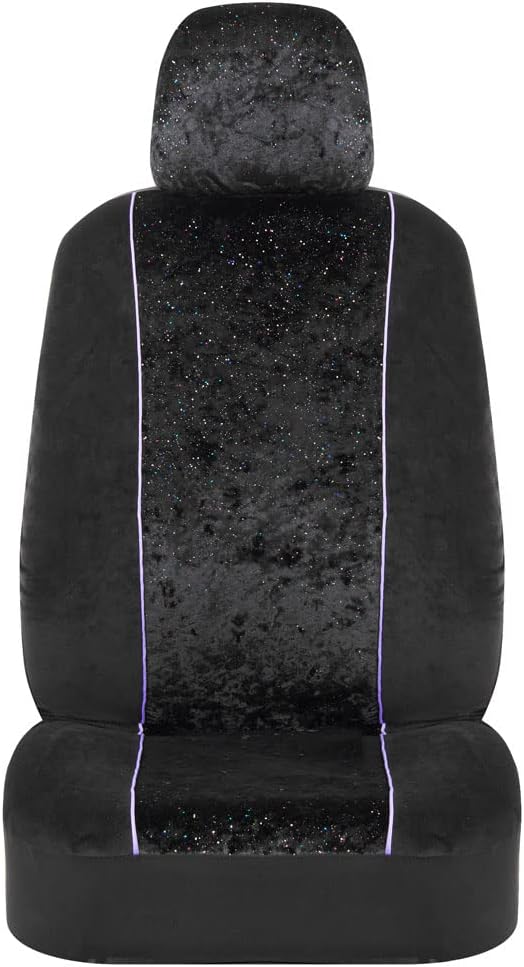BDK Black Stardust Car Seat Covers for Front Seats, 2 Count.Glitter Pattern Front Seat Cover Set with Matching Headrest, Sideless Design for Easy Installation, Fits Most Car Truck Van and SUV (1 Pack) - Image 7