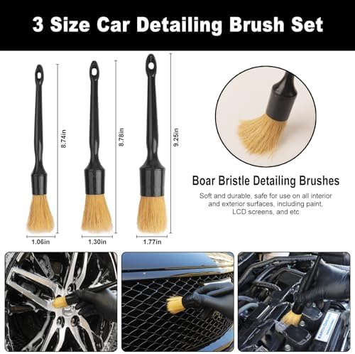 Car Wheel Brush kit, Tire Brush, Wheel Cleaner Brush, Soft-bristled Rim Cleaner Brush, Car Detailing Brushes, Wheel Brushes for Cleaning Wheels,Tires, Car Cleaning Brush Supplies Kit - Image 5