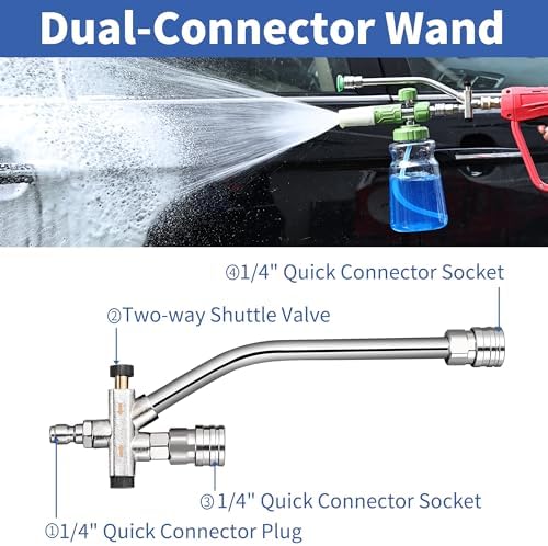 FENG PAI Foam Cannon Dual-Connector Accessory, Pressure Washer Double Tip Attachment for Soap Cannon with 7PCS Pressure Washer Sprayer Nozzles for Car Wash,1/4" Quick Connect, Without Foam Cannon - Image 3