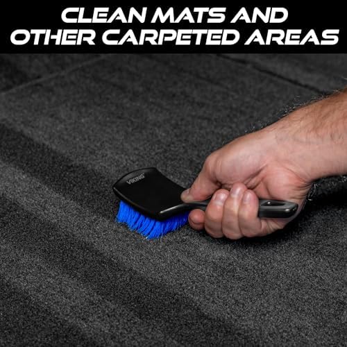 Viking Carpet Cleaning and Scrub Brush for Floor Mats, Cleaning Brush for Car Interior and Home, Black and Blue, 8.3 inch x 2.5 Inch (Pack of 3) - Image 4