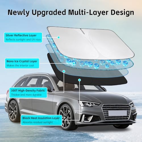Windshield Sun Shade for Audi A4 2017-2026 Sunshade - Image 3
