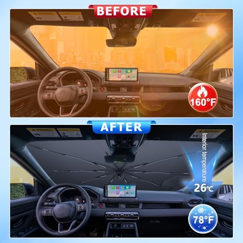 Umbrella Sunshade for Car Windshield 2026 Honda Passport, Custom Fit Windshield Sun Protector Cover, 6-Layer Heat-Resistant Fabric, Ultra-Strong Fiberglass Frame, Quick Setup (for 2026 Passport) - Image 2