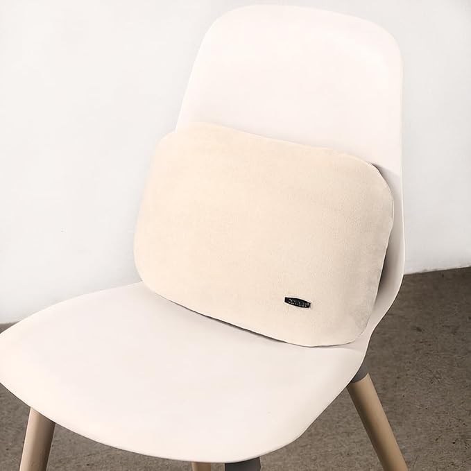 Beige Lumbar Support Pillow for Car Recliner Soft Lower Back Waist Cushion | Driving Seat Latex Relax Home Sofa Office Accessories Chair Cushion Back Pain Relief Small Automotive Thin Memory Foam Suede - Image 7