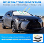 Front Windshield Sun Shade Custom Fit Compatible for UX 2019-PRESENT ux200 ux250h ux300h Sunshade Foldable UV Ray Reflector Sun Visor Protector Accessories Shield Cover Reflective (UX 2019-present) - Image 4