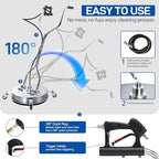 TOR 20" Pressure Washer Surface Cleaner with 4 Wheels, Surface Cleaner for Pressure Washer, Stainless Steel Dual Handle Power Washer Surface Cleaner for Concrete, Driveway, Patio, Sidewalk - Image 3