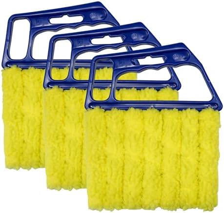 3 PCS Blind Cleaner Duster Tool, 7 Finger Detachable Duster Auto Air Conditioner Cleaning Tool, Washable Dusting Brush Handheld Cleaner for Vehicle Air Vents Blinds (Blue) by XJVSS