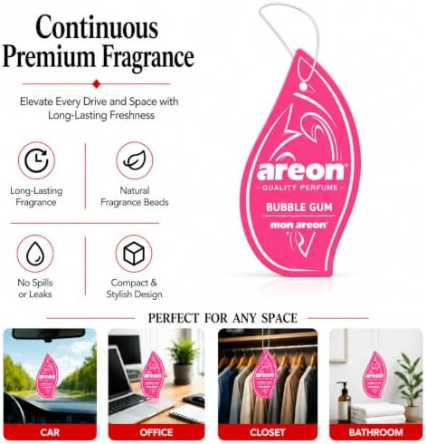 AREON Car Air Freshener Bubble Gum Refreshing Scent. 12 Pack. Enjoy Your Enviroment. - Image 5