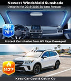 DMJN Front Windshield Sun Shade for Su-baru Forester (2019-2026), [Nano Ice-Crystal Coatings] UPF50+ Heat & UV Block, Protect Car Interior & Keep Cool, Flodable Steel-Ring Car Cover for Summer - Image 2