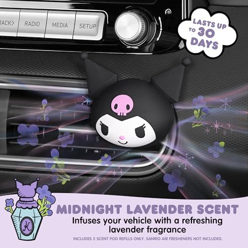 Hello Kitty & Friends Kuromi Car Air Freshener Refills 2-pack - Midnight Lavender Scent - Cute and Long-Lasting Kuromi Car Accessories, Odor Eliminator, Fun Scents, 30 Days Freshness (2 Refills) - Image 4