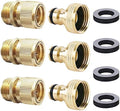 HQMPC Garden Hose Quick Connector Water Hose Quick Connect ¾ inch GHT Brass Easy Connect Fitting Quick Connect Hose Fittings Garden Hose Fitting Water Hose Connectors (3SETS) by HQMPC