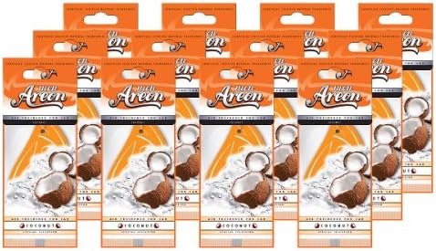 AREON MON Coconut Scent Hanging Car Air Freshener Long-Lasting Pack of 12 by AREON