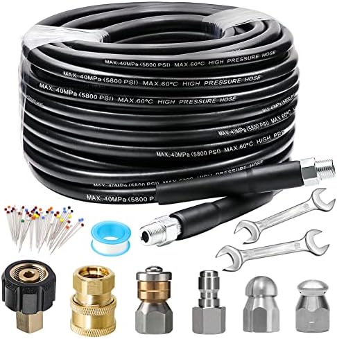 70FT Sewer Jetter Kit for Pressure Washer, 5800PSI Drain Cleaner Hose by WESTBAY