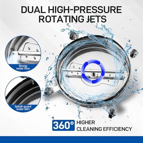 TOR 20" Pressure Washer Surface Cleaner with 4 Wheels, Surface Cleaner for Pressure Washer, Stainless Steel Dual Handle Power Washer Surface Cleaner for Concrete, Driveway, Patio, Sidewalk - Image 5