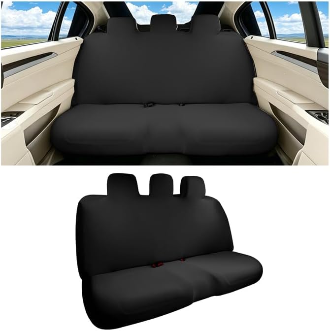 Car Seat Cover, Elastic Waterproof Dustproof Vehicle Back Seat Protector, Scratch Proof Automotive Interior Rear Bench Cover Accessories, Universal Fit (Black) by BCOWPV