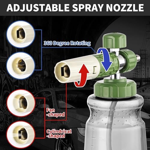 FENG PAI Pressure Washer Foam Cannon Dual-connector Accessory, 7 Power Washer Sprayer Nozzle, 1/4" Quick Connect Double Tip Attachment For Soap Cannon - Image 5