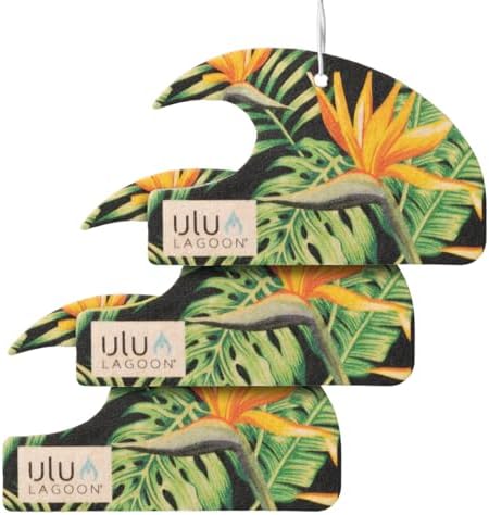 ulu Lagoon Hanging Car Air Freshener | Tropical Beach Coconut Surf Wax Scent Mini Wave | Long Lasting Car Freshener, Closet and Beyond | Made In USA | 3 Pack (Birds of Paradise) by uluLAGOON