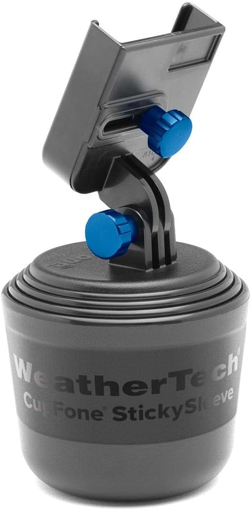 WeatherTech CupFone, Universal Cup Holder Phone Mount for Cars – Adjustable & Secure Fit with Open Access for Charging – Compatible with iPhone, Android - Metal Knobs, Royal Blue by WeatherTech