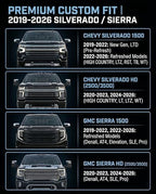 Pigenius Windshield Sun Shade for Chevy Silverado & GMC Sierra 1500/2500/3500 2019-2026 (WT, Custom, Pro Trims) - Fits All Trims 2019-2021, Non-HUD Models Only, Metallic Silver Finish - Image 2