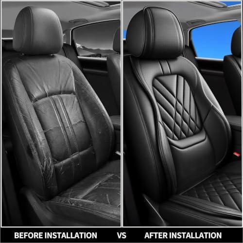 Fit Liberty Car Seat Covers Compatible with Jeep Liberty 2002-2010 2011 2012-Premium Leather,Waterproof,Breathable,Airbag Compatible &All-Weather Seat Cushion Protecto(2 Front,Black) - Image 5