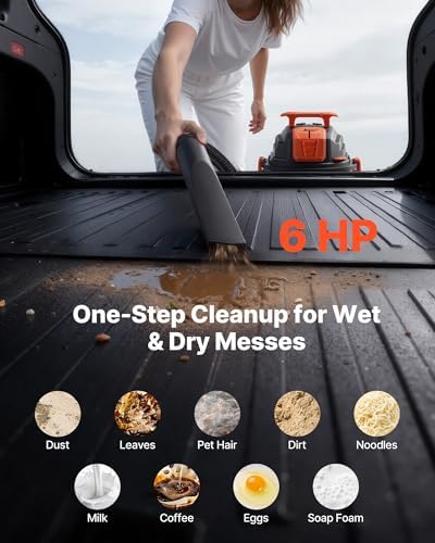 VEVOR 8 Gallon 6 Peak HP Wet Dry Shop Vacuum with One-Button Self-Cleaning - Image 2