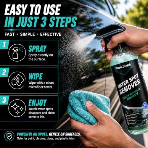 Magic Finish Water Spot Remover for Cars – Professional Hard Water Stain & Mineral Deposit Remover for Paint, Chrome & Wheels – Restores Shine & Gloss – Frozen Margarita Scent – 16oz - Image 6