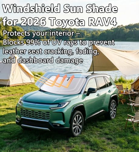 Windshield Sun Shade for 2026 Toyota RAV4 Hybrid Sunshade 240T Reflective Fabric 4-Layer Design Front Window Blocks UV Rays and Heat Automotive Interior Protector Keep Your Car Cooler - Image 2