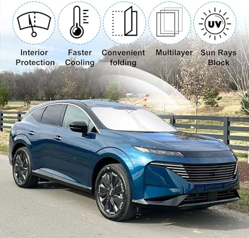 TINGLU Sun Shade for Nissan Murano 2025 2026 Accessories Windshield Sun Shade Window Shade UV Rays Protection Sun Visor Cover with Steering Wheel Sunshade Storage Bag - Image 5