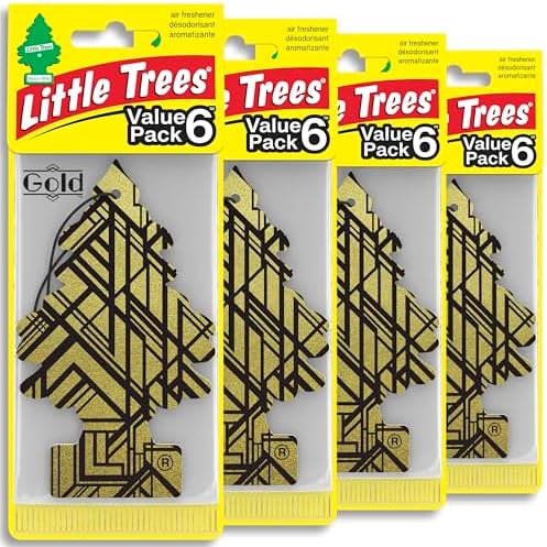 LITTLE TREES Car Air Freshener | Hanging Tree Provides Long Lasting Scent for Auto and Home | 24 Air Fresheners |Gold by LITTLETREES