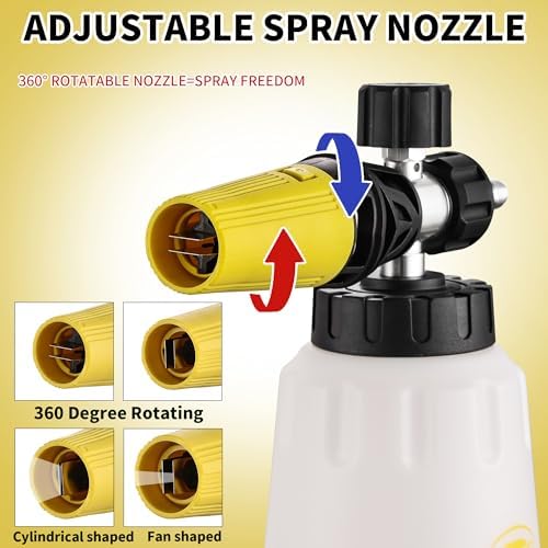 FENG PAI Foam Cannon for Pressure Washer with Dual-Connector Accessory, 7 Power Washer Sprayer Nozzles, 1/4" Quick Connect Double Tip Attachment Soap Bottle Sprayer Soap, 3600 PSI (White) - Image 5