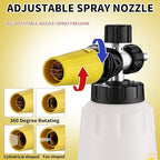FENG PAI Foam Cannon for Pressure Washer with Dual-Connector Accessory, 7 Power Washer Sprayer Nozzles, 1/4" Quick Connect Double Tip Attachment Soap Bottle Sprayer Soap, 3600 PSI (White) - Image 5