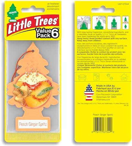 LITTLE TREES Car Air Freshener | Hanging Tree Provides Long Lasting Scent for Auto and Home | 24 Air Fresheners |Peach Ginger Spritz - Image 2